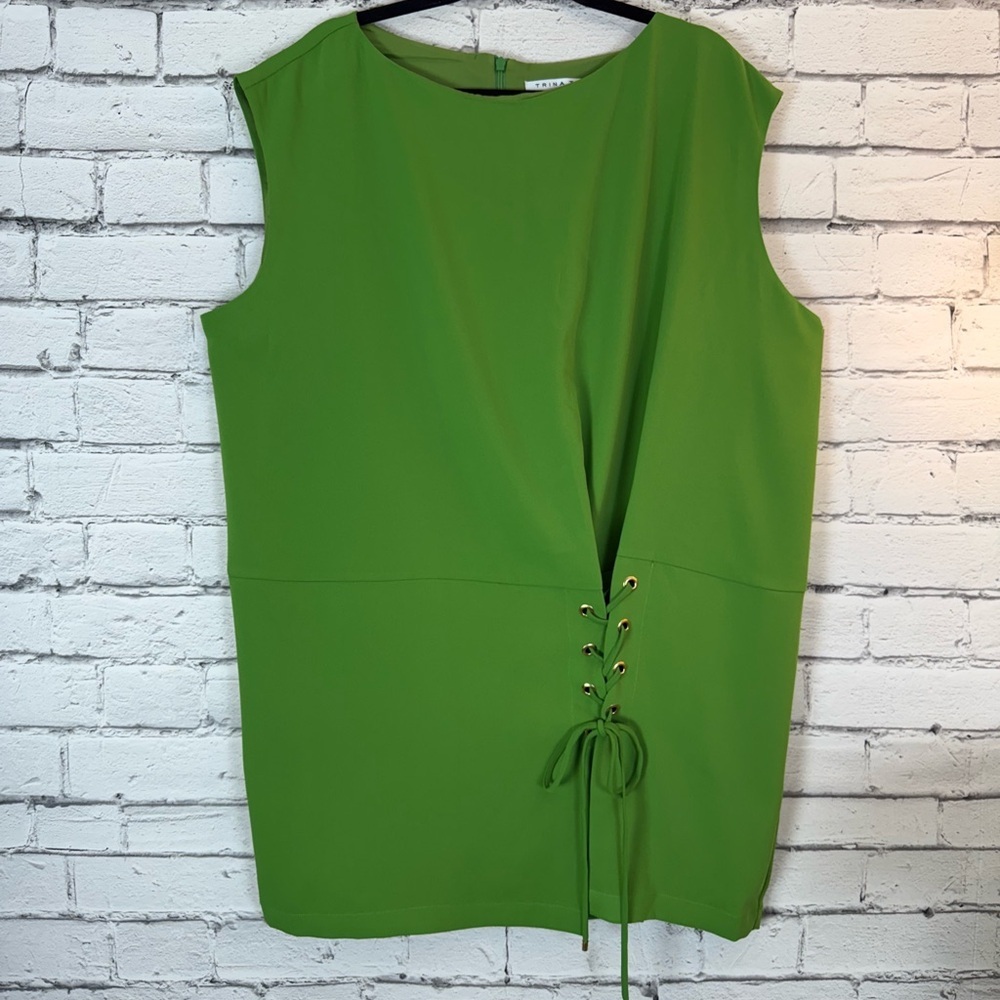 Trina Turk Green Pacifica Dress Boho Sleeveless Lined Corset Detail Size 4 NWT - Picture 3 of 10